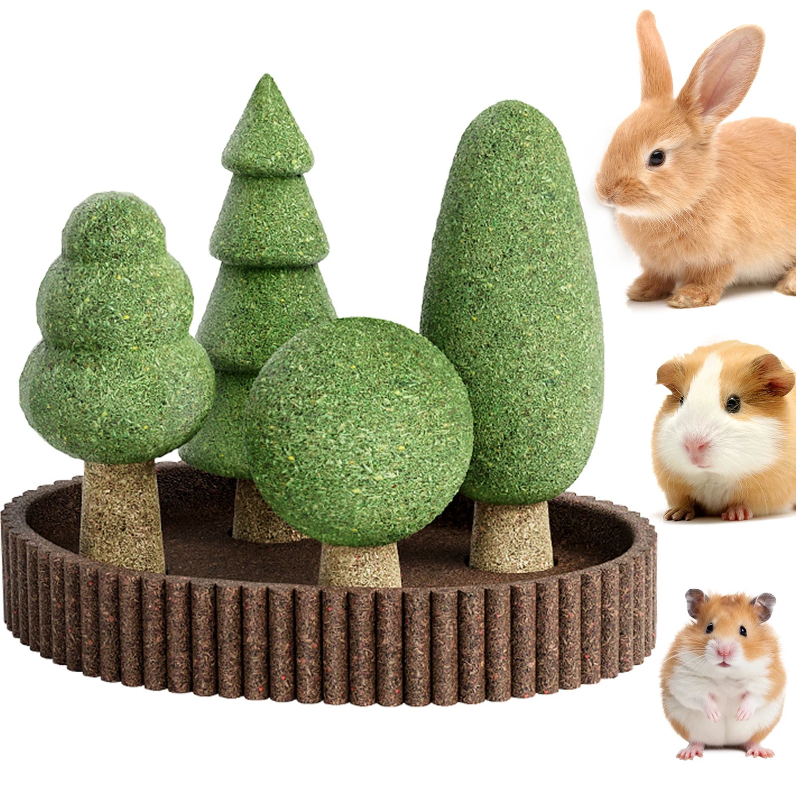 Golosinas Naturales Comestibles para Cobayas/Conejos, Juguetes Dentales para Mascotas Pequeñas, Juguetes Masticables de Enriquecimiento Desmontables para Chinchillas/Ratas/Jerbos