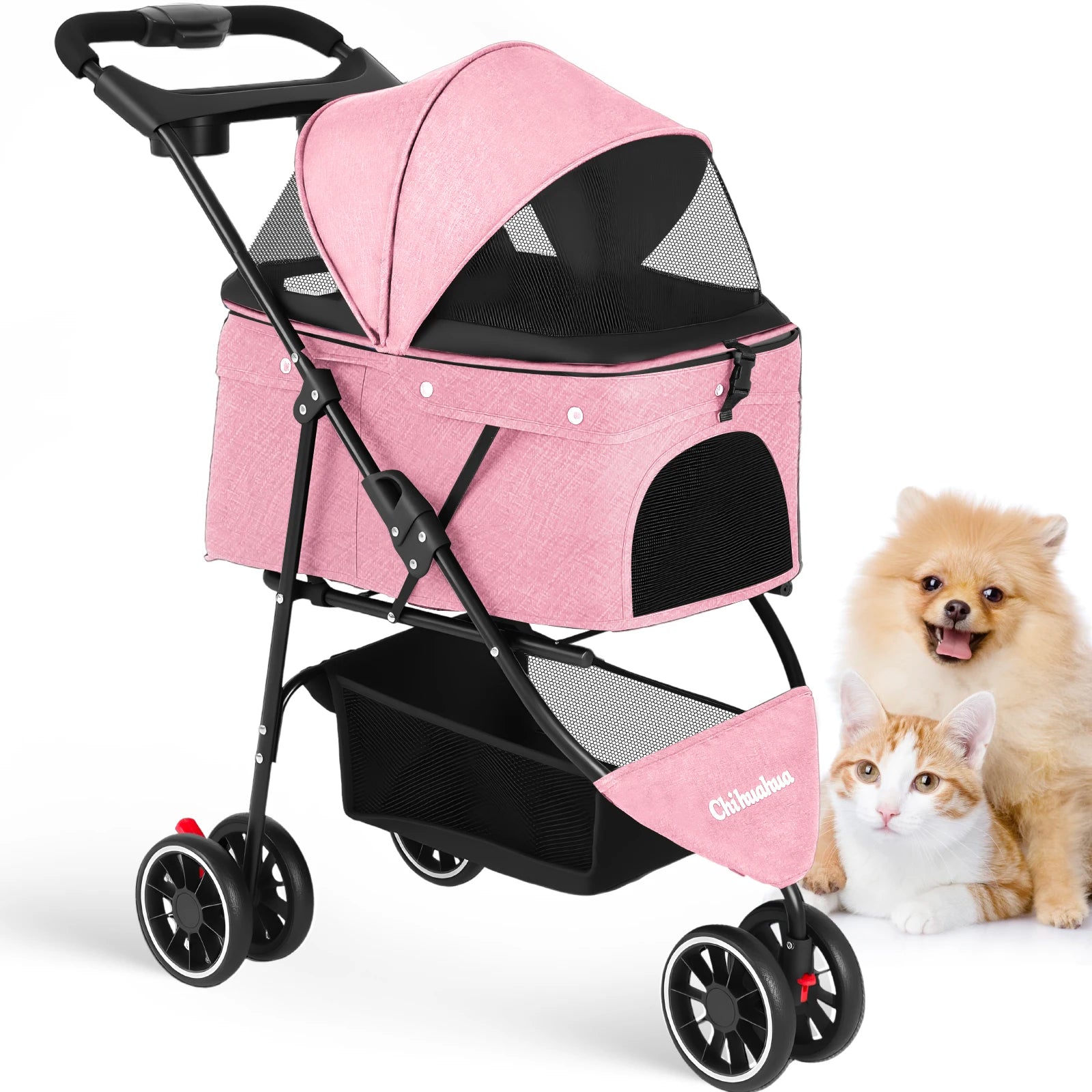Cochecito para mascotas para perros pequeños y gatos, cochecito de viaje portátil para perros, carrito plegable para perros y gatos