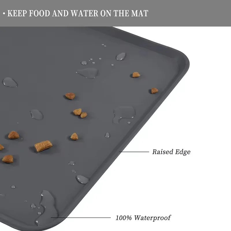 Silicone Pet Food Mat Non-Slip Dog Bowl Mat Waterproof For Dogs Cats Food Water Feeding Mat Anti-Spill Winter Floor Protect
