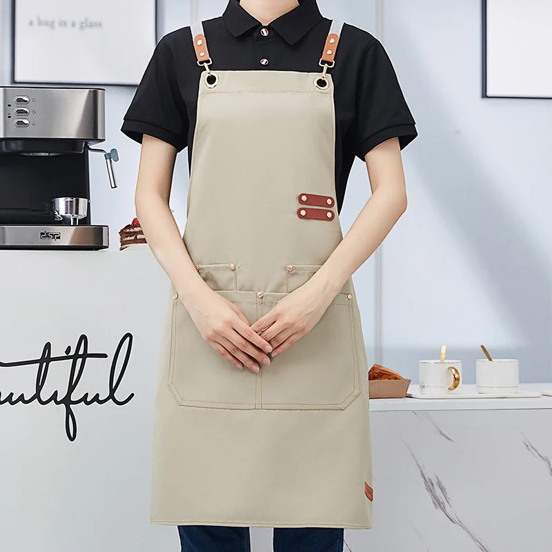 Apron Custom Logo Catering Server Uniforms Restaurant Cafe Hotel Waiter Chef Aprons Women Nail Salon Work Bib Men's BBQ Mandiles