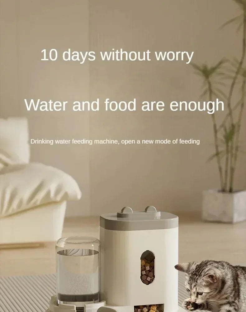 Comedero Automático para Perros y Gatos con Fuente de Agua Tazón de Gran Capacidad Dispensador de Alimentos Contenedor de Almacenamiento para Mascotas Accesorios para Mascotas Cachorros