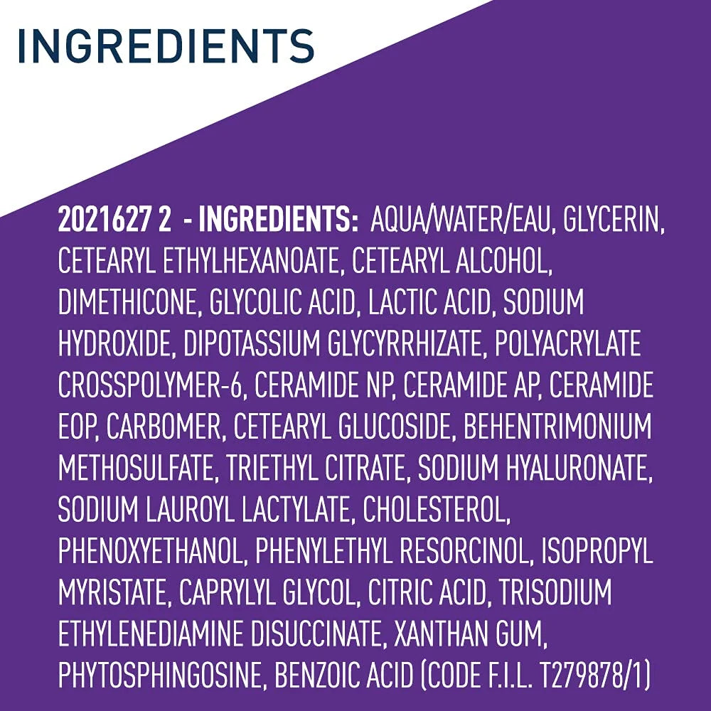 CeraVe Tratamiento Exfoliante Nocturno Renovador de la Piel 50ml Suero con Ácido Glicólico y Láctico con Ceramidas para una Piel Radiante y Suave