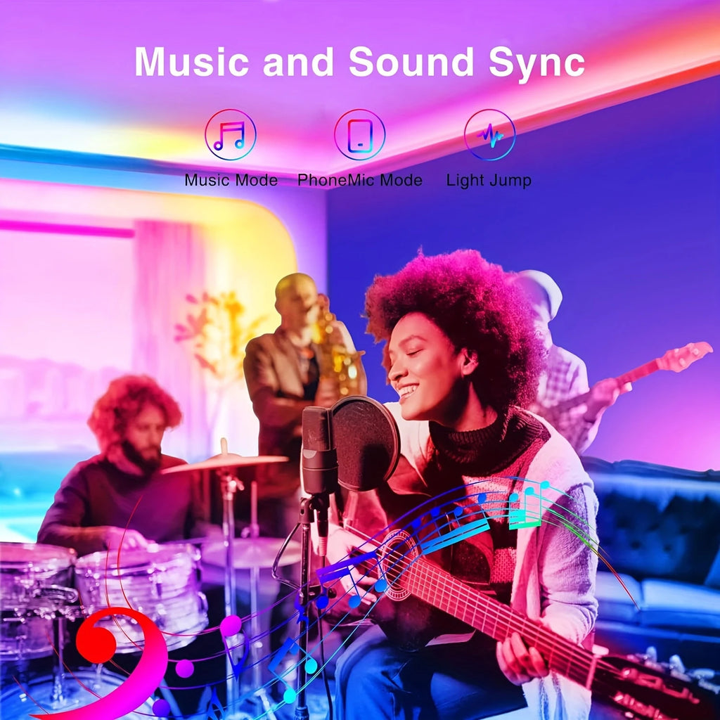 Sunny Light: Tiras de luces LED RGB de 5m, 10m, 20m, 30m, luz LED para habitación con control por APP, cinta flexible Luces LED para decoración de habitaciones y dormitorios