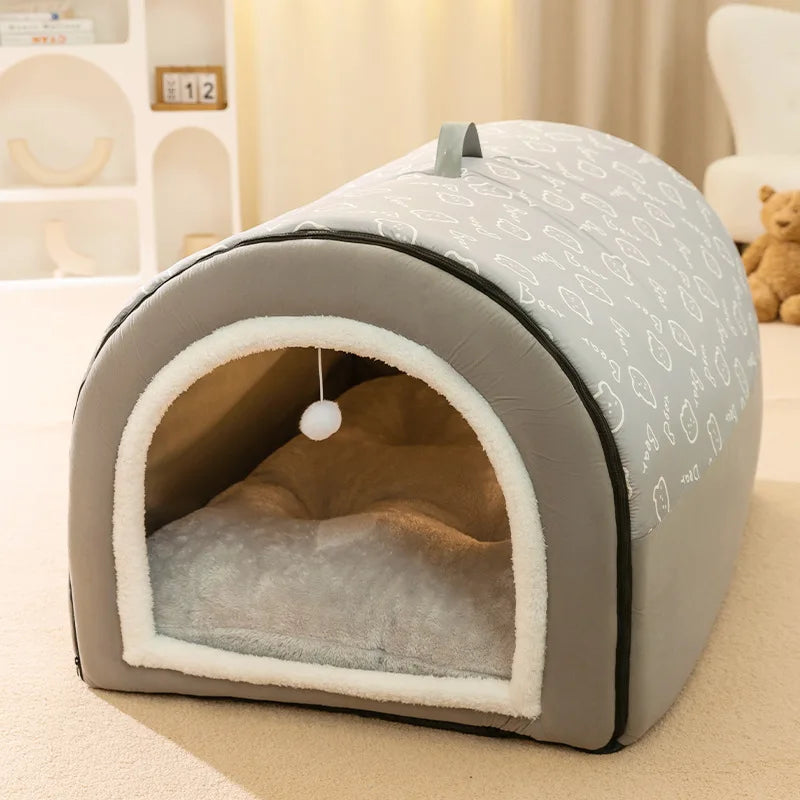 Cama para Perro Grande, Nido de Perro Grande de Invierno Cálido, Cama para Perro Desmontable y Lavable, Suministros para Mascotas de Tipo Casa de Perro Grande de Temporada, Nido para Gato