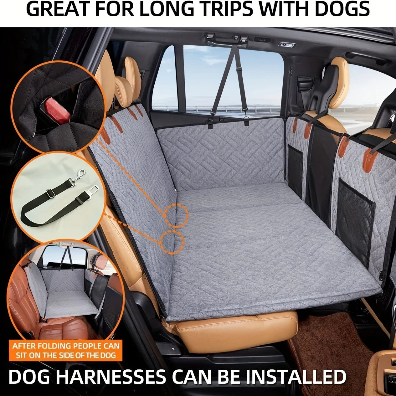 Funda de asiento de coche para perros, funda de asiento impermeable para mascotas, hamaca, a prueba de arañazos, antideslizante, duradera, suave, para asientos traseros de mascotas