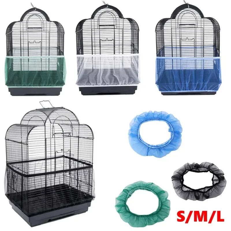 Malla Funda Jaula Pájaro Nailon Antipolvo Jaula de Loro Red Accesorios para Mascotas Malla Transpirable Jaula de Loro Pájaros s/m/l