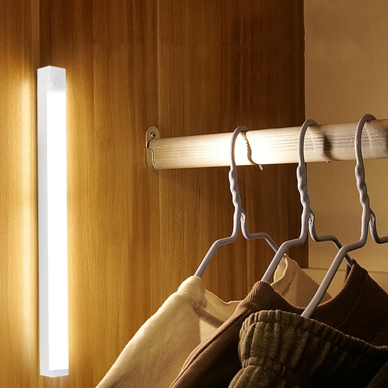 Luz de barra LED con sensor de movimiento, recargable por USB, inalámbrica, luz nocturna por inducción, lámpara de gabinete magnética portátil sin cable para cocina