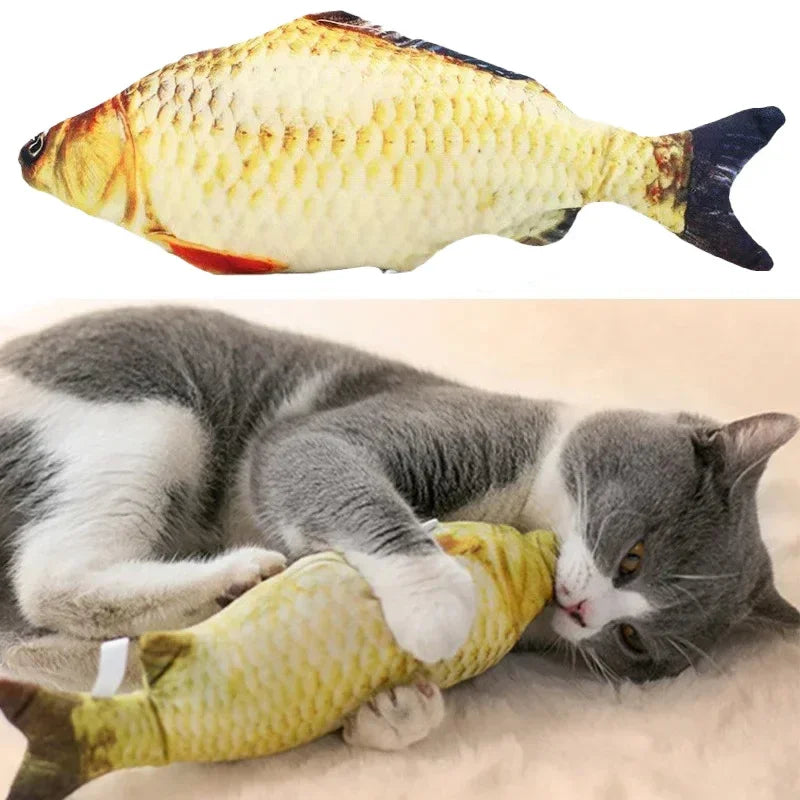 Pez de peluche con hierba gatera, juguete interactivo chirriante y masticable para mascotas, pez de simulación con menta para aliviar el aburrimiento de los gatos, material seguro y no tóxico.