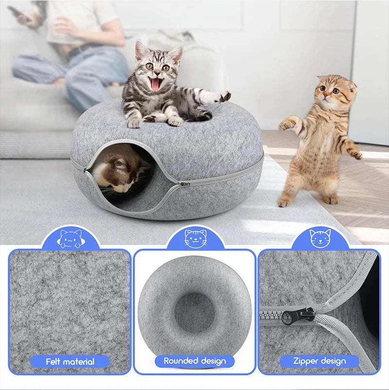 Cama para gatos Donut, túnel para gatos, juguetes para gatitos, cesto para gatos, juguete interactivo, equipo deportivo para gatitos, juguete de entrenamiento para gatos, casa para gatos