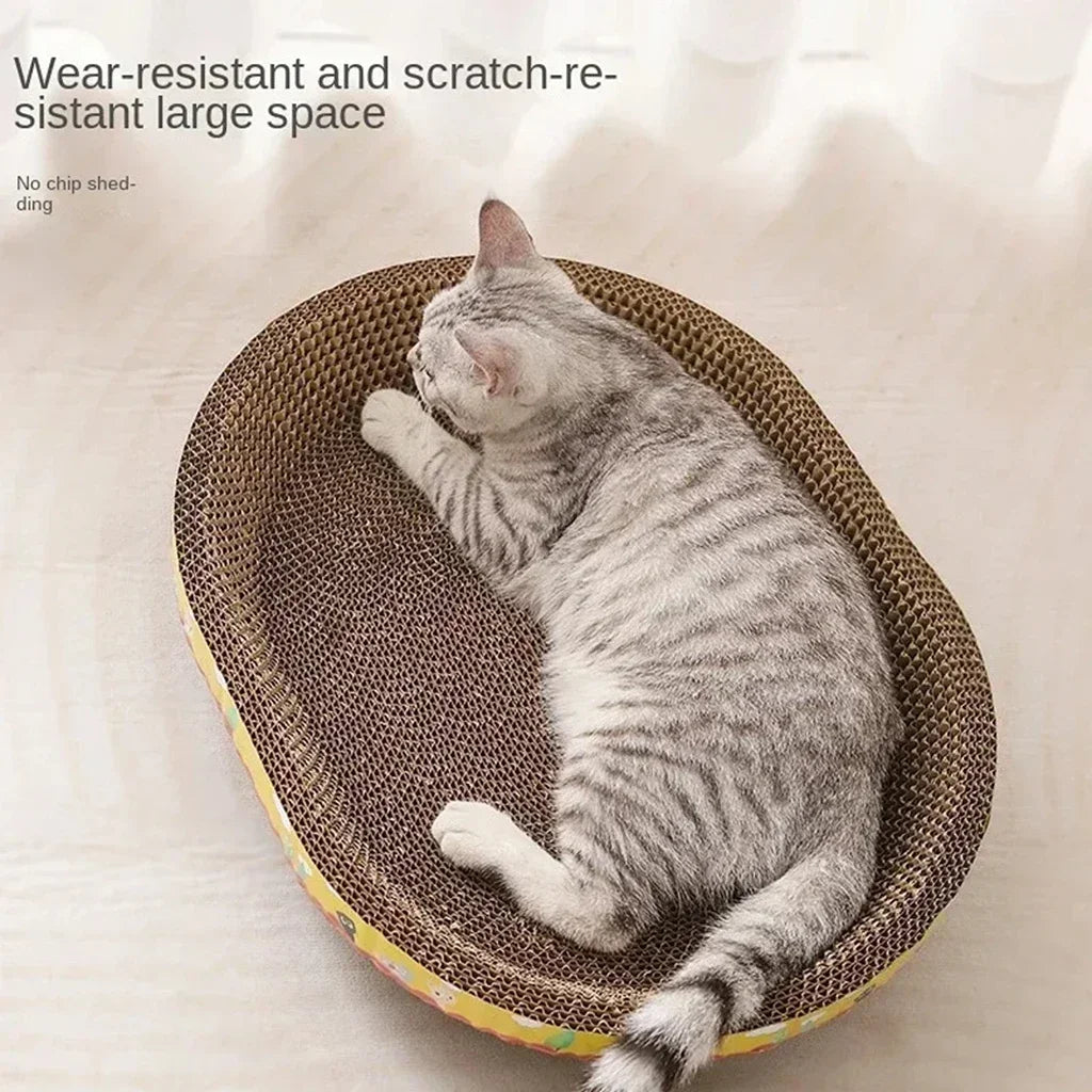 Tabla de rascado para gatos, protege los muebles, juguetes para afilar garras, nido de gato de papel corrugado ovalado resistente al desgaste, accesorios para gatos