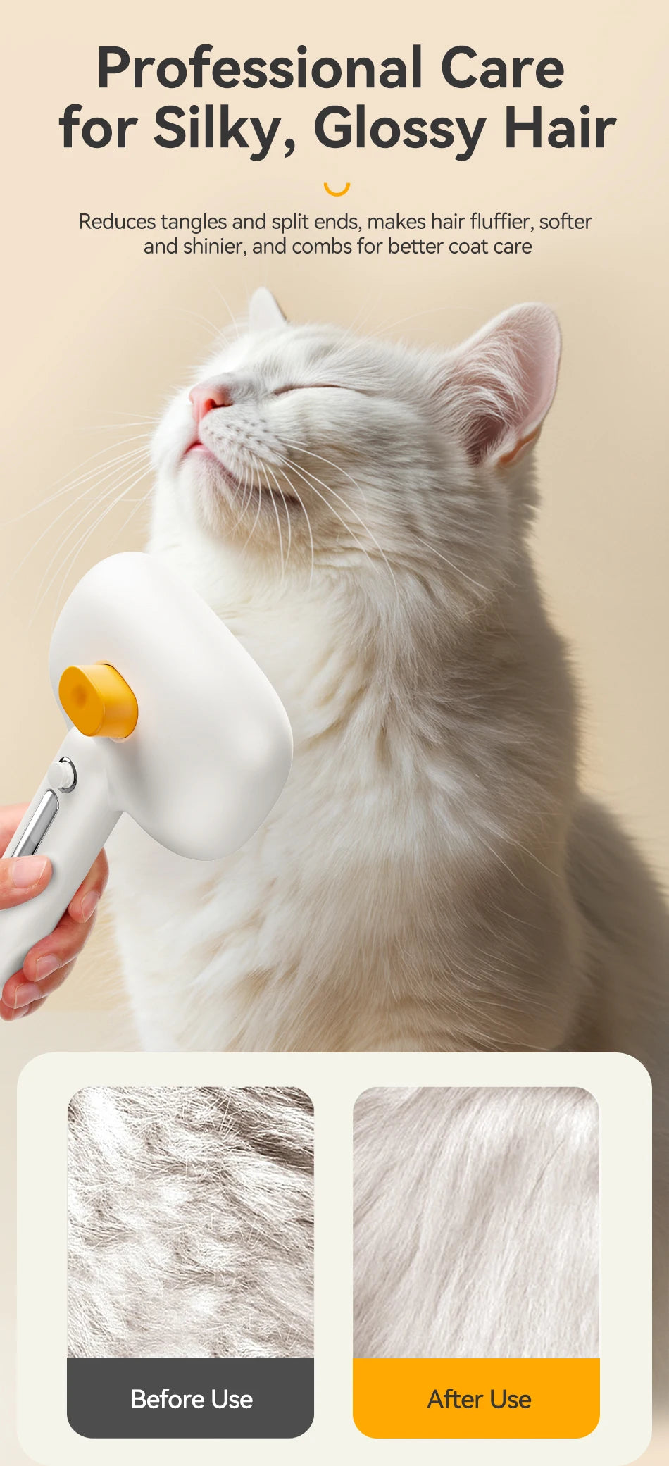 Cepillo de vapor eléctrico ROJECO para mascotas, cepillo pulverizador para perros y gatos, peine para eliminar el pelo de mascotas, herramienta de aseo para mascotas, cepillo de niebla de agua removedor de pelo