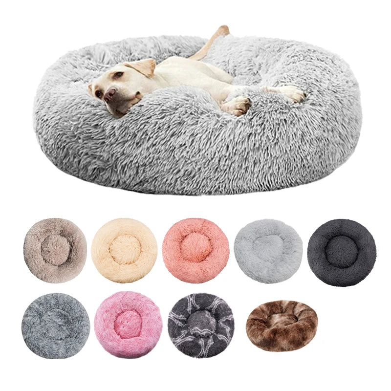 Cama redonda para perro, cama cálida de invierno para gato, cesta de felpa para perro, cama lavable para mascotas, para perros pequeños, medianos, grandes, sofá para gatos