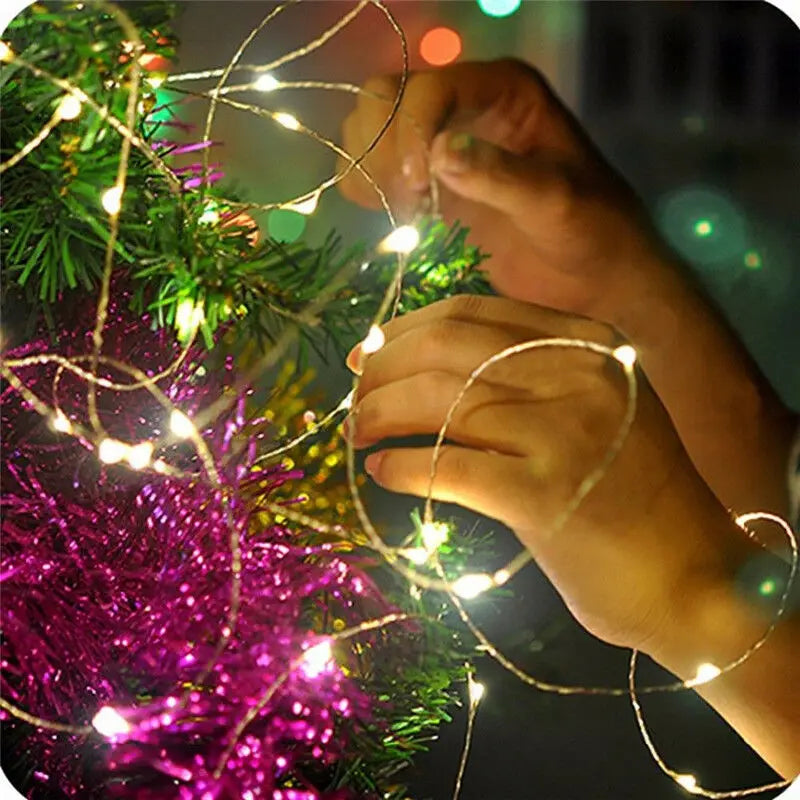 Guirnalda de luces LED 1/2/3/5/10M Impermeable Luces de cadena Decoración navideña Luces de hadas Luces de cadena para exteriores Jardín Navidad