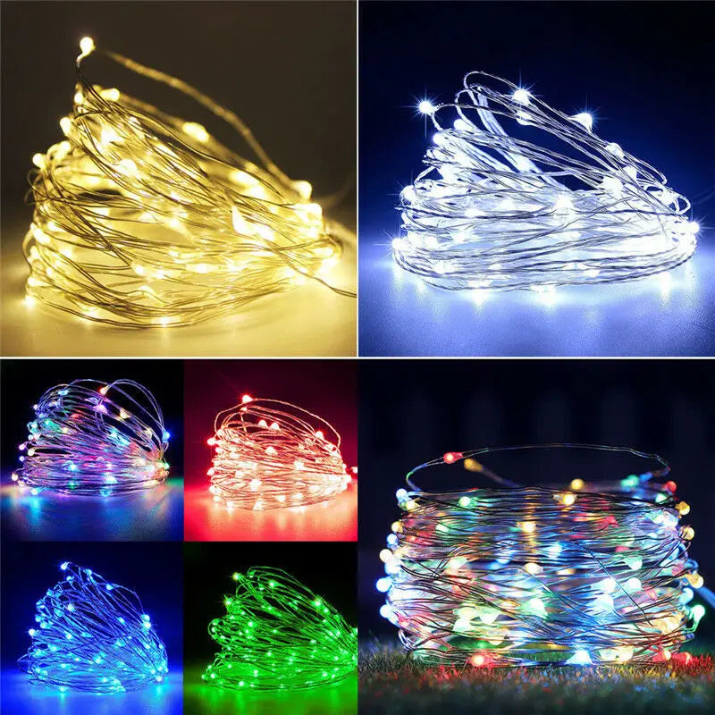 Guirnalda de luces LED 1/2/3/5/10M Impermeable Luces de cadena Decoración navideña Luces de hadas Luces de cadena para exteriores Jardín Navidad