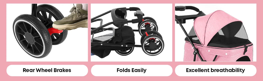 Pet Stroller For Small Puppy Dogs & Cats Travel Portable Dog Stroller  Foldable Dog Cat Carrier Strolling
