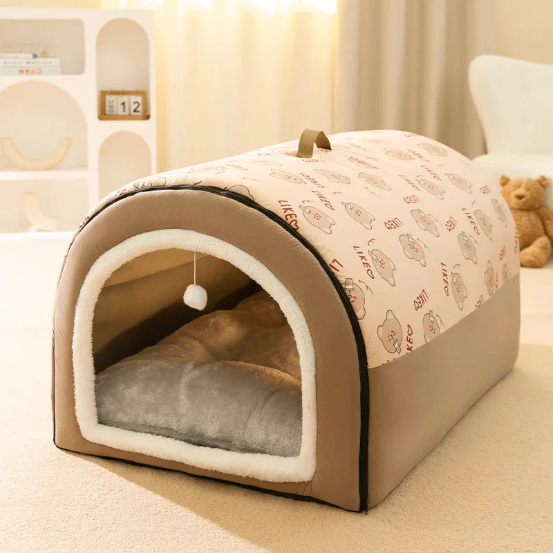 Cama para Perro Grande, Nido de Perro Grande de Invierno Cálido, Cama para Perro Desmontable y Lavable, Suministros para Mascotas de Tipo Casa de Perro Grande de Temporada, Nido para Gato