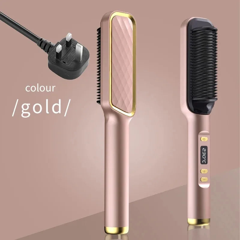 Sunny Hair: Electric Hot Comb Multifunctional Straight Hair Straightener Comb Negative Ion Anti-Scalding Styling Tool Straightening Brush