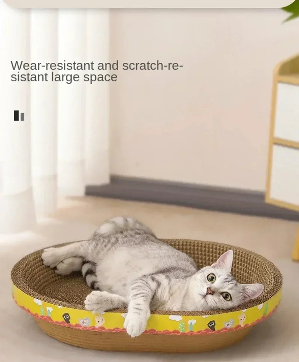 Tabla de rascado para gatos, protege los muebles, juguetes para afilar garras, nido de gato de papel corrugado ovalado resistente al desgaste, accesorios para gatos