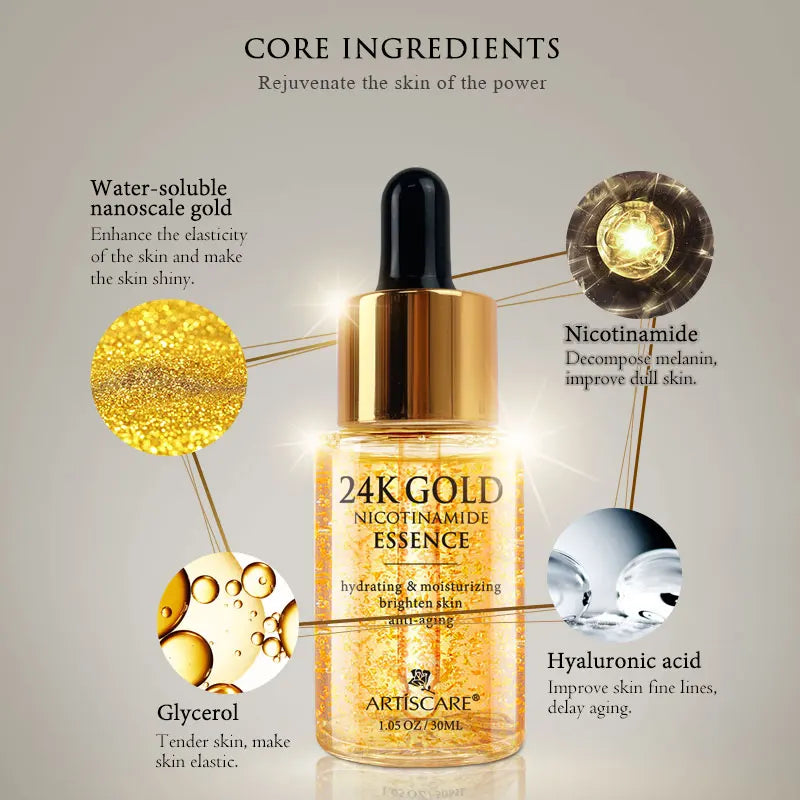 ARTISCARE SET de cuidado de la piel con oro de 24K, Crema facial, Suero hidratante, Esencia para ojeras, Productos coreanos para el cuidado de la piel