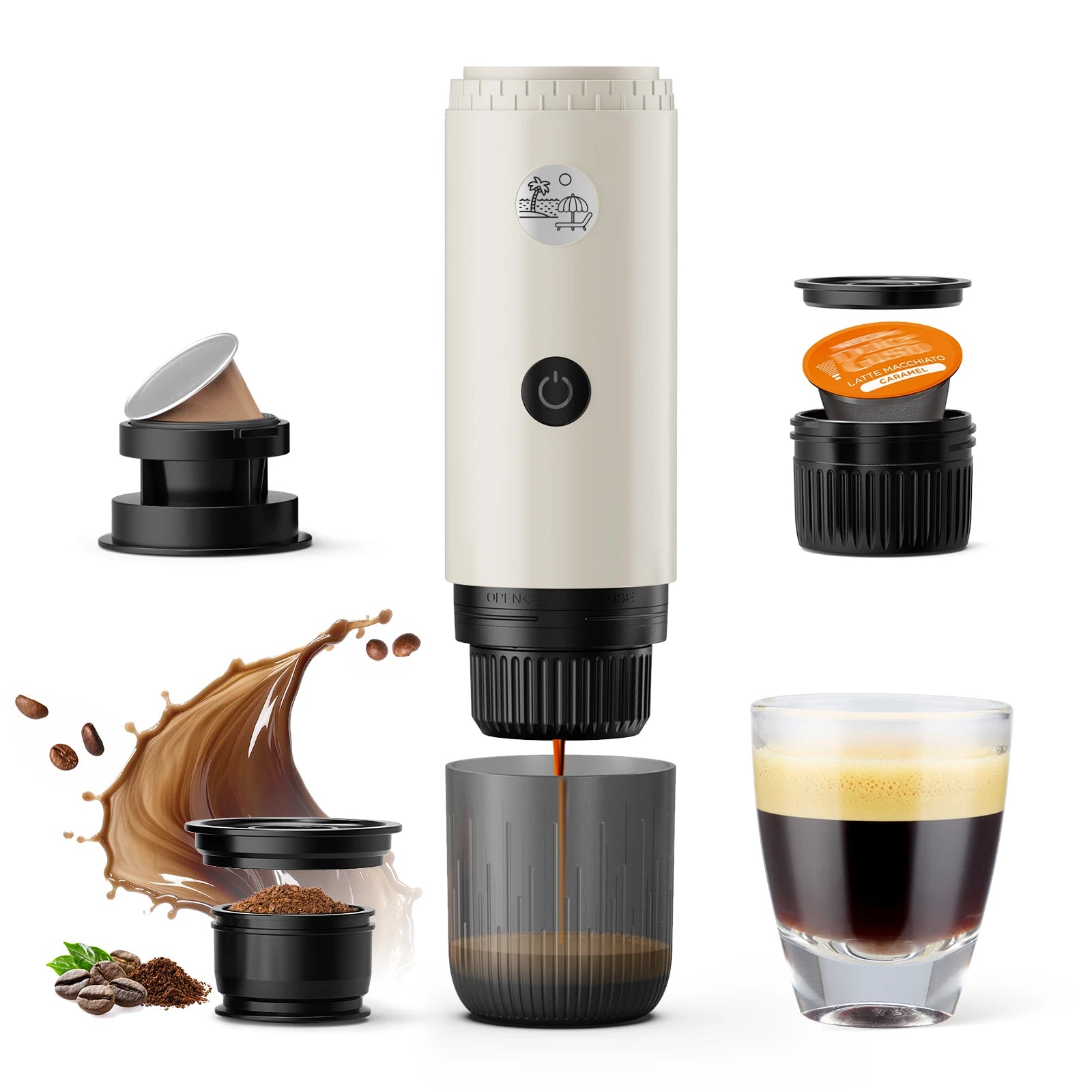 Portable Espresso Machine 3-in-1 Travel Coffee Maker for Camping Hiking Office Self-Heating with USB-C