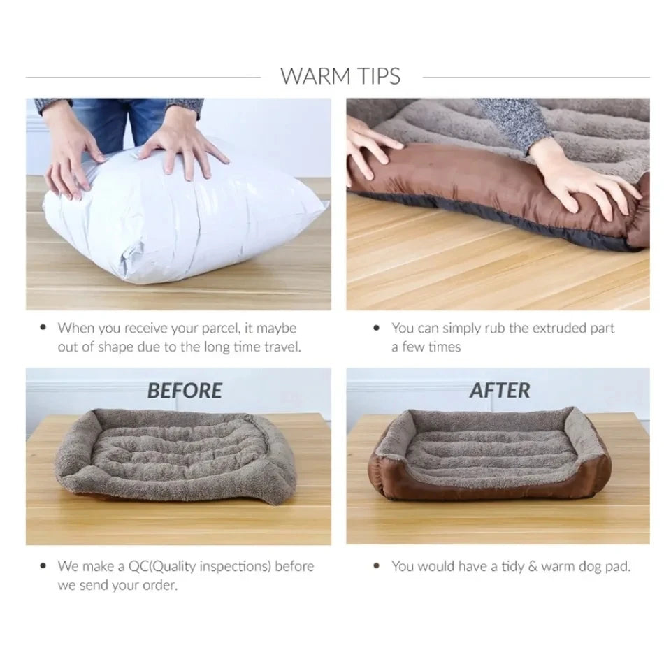 Sofá suave cuadrado grande para perros, casa elástica para perros, cojín, cama cálida de invierno para perros medianos, lavable, accesorios para casa de gatos.