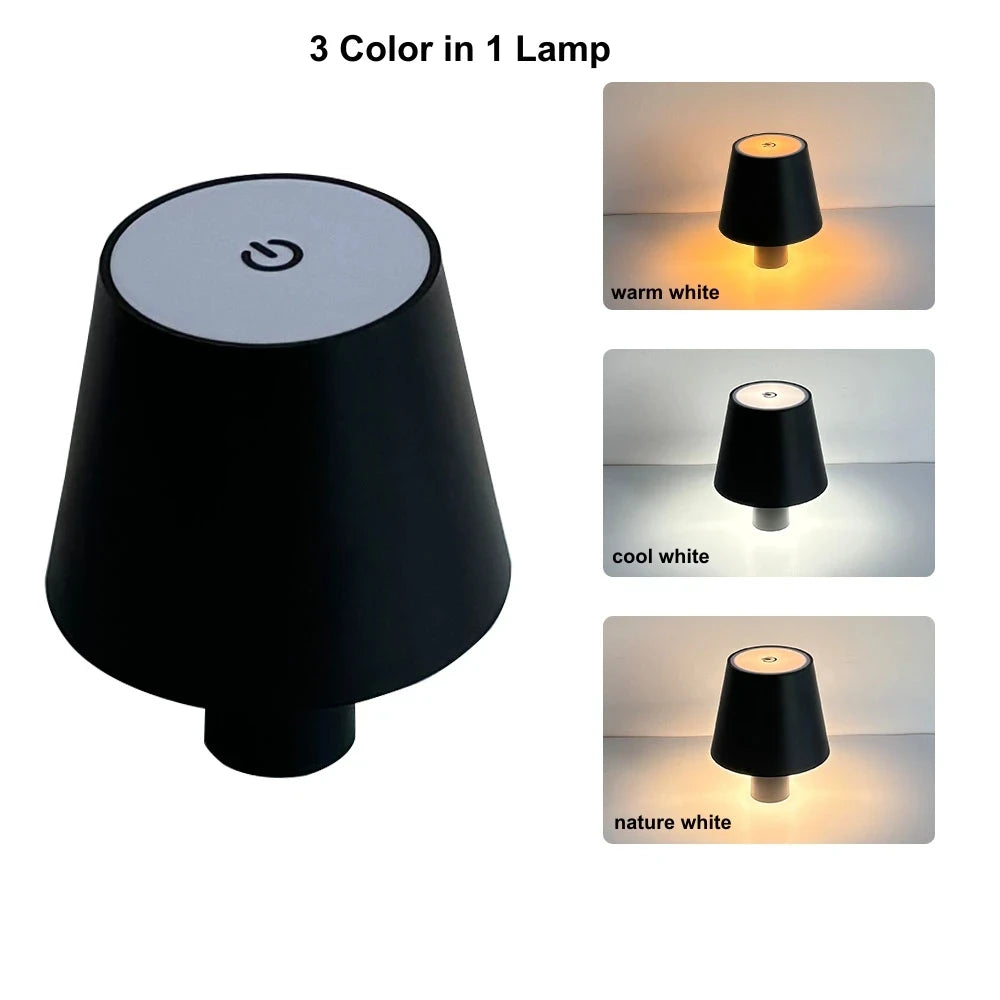 Lámpara de mesa LED nórdica, recargable, táctil, regulable, para dormitorio, comedor, cafetería, decoración sencilla para el hogar.