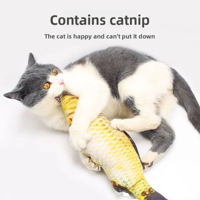 Pez de peluche con hierba gatera, juguete interactivo chirriante y masticable para mascotas, pez de simulación con menta para aliviar el aburrimiento de los gatos, material seguro y no tóxico.