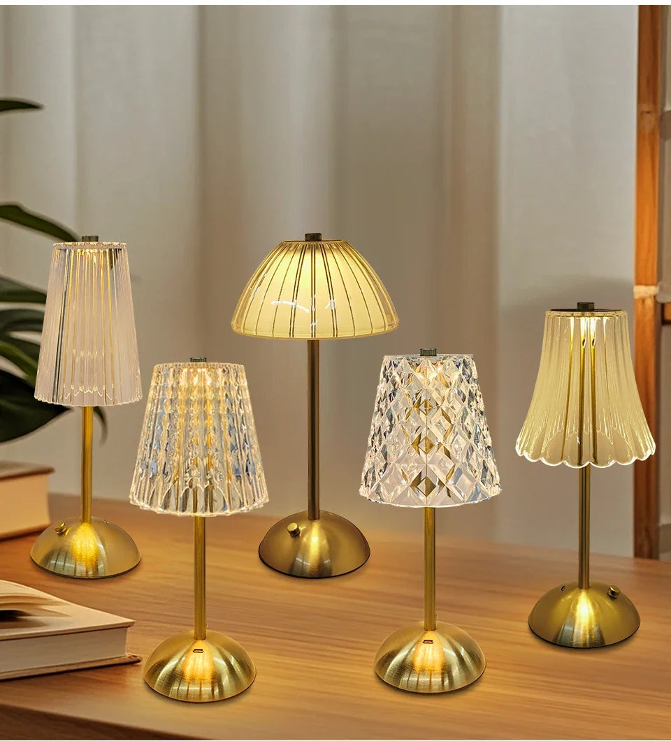 Lámpara de mesa LED recargable por USB con atenuación táctil, luz ambiental para cafetería/bar, luz nocturna de lectura con protección ocular, decoración para dormitorio