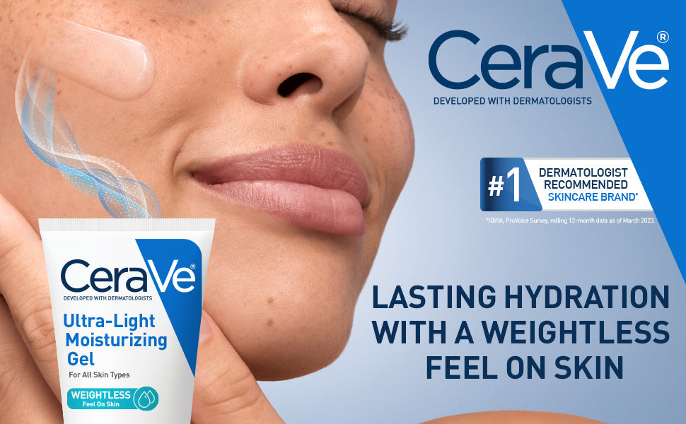 CeraVe Gel Hidratante Facial Ultraligero con Ceramidas Niacinamida Ácido Hialurónico Sin Aceite Sin Fragancia 1.75 FL Oz