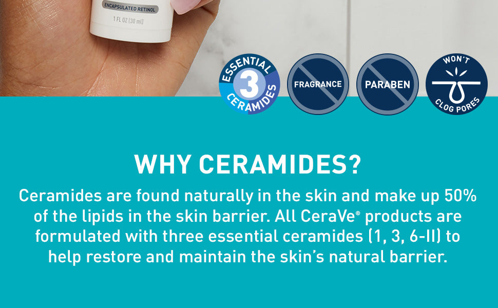 CeraVe Retinol Serum Niacinamida Raíz de Regaliz, Cuidado Tonal Suavizante de la Piel, Reparación de la Barrera, No Comedogénico Para Piel Propensa a Imperfecciones